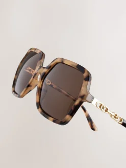 Tortoise bruin - Square Chain Arm Sunglasses*Next Best