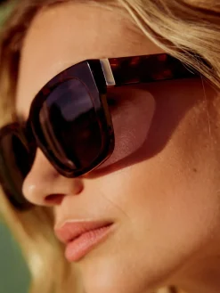 Tortoise bruin - Vierkante zonnebril van acetaat*Next Hot