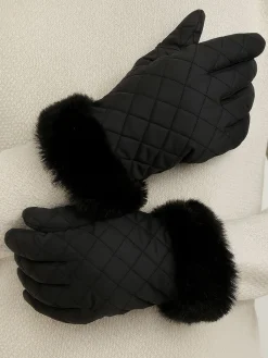 SmarTouch Water Repellent Padded Gloves With Fur Cuff*Totes Clearance