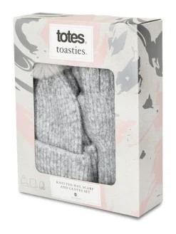 Toasties Ladies Knitted Hat Scarf and Gloves Gift Set*Totes New