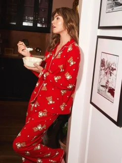 Red Teddy Bear Long Pyjamas Set*Urban Threads New