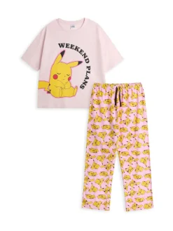 dames Pokemon roze korte mouw lange pijpen 100% katoenen pyjamaset*Vanilla Underground Sale
