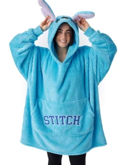 Womens Disney Lilo & Stitch Ears & Lettering Blanket Hoodie*Vanilla Underground