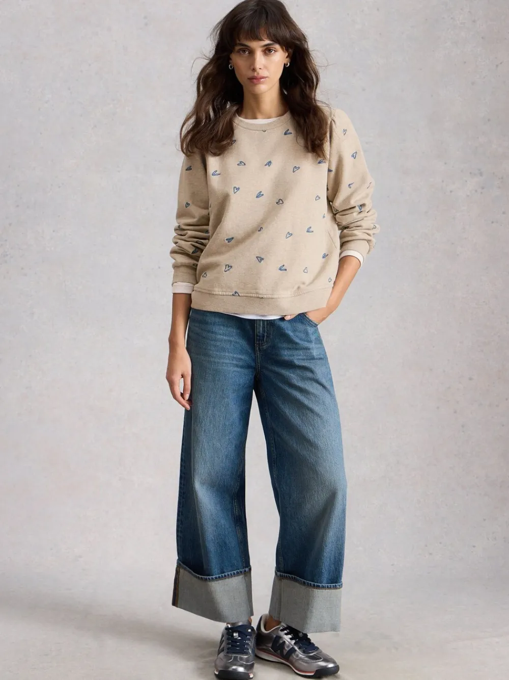 Heart Embroidered Sweatshirt*White Stuff Clearance