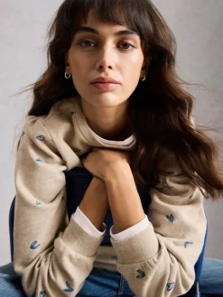 Heart Embroidered Sweatshirt*White Stuff Clearance