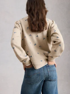 Heart Embroidered Sweatshirt*White Stuff Clearance
