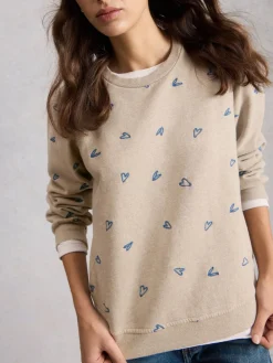 Heart Embroidered Sweatshirt*White Stuff Clearance