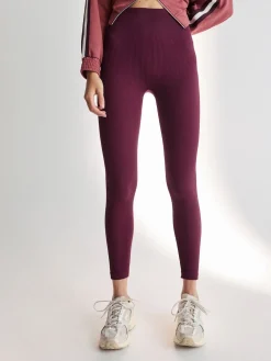 Wijnrood - Geribbelde naadloze legging met hoge taille*Next Online