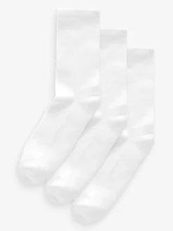 Wit - 3 Paar geribbelde enkelsokken met verzachte onderkant en voetholteondersteuning*Next New