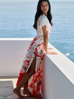 - Floral Linen Blend Beach White Dress*B by Ted Baker