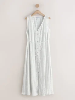 Wit - Button Through Tie Waist Sleeveless Maxi Dress*Next Hot