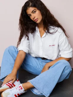 - Casual Long Sleeve Cropped Shirt h Pocket Embroidery*Next Sale