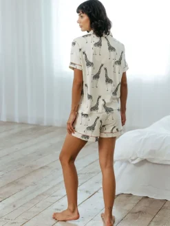 - pyjamaset met korte broek en giraffenprint van katoen*Chelsea Peers