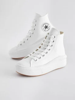 - Chuck Taylor All Star Move sneakers van leer met plateauzool*Converse Clearance