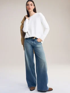 Wit - Dik T-shirt met lange mouwen en ronde hals*Next