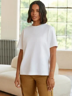 Wit - Dik T-shirt met ronde hals en korte mouwen*Next New