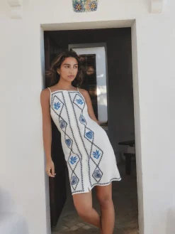 Wit - Embroidered Mini Shift Dress With Linen*Next