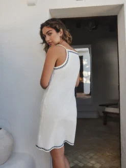 Wit - Embroidered Mini Shift Dress With Linen*Next
