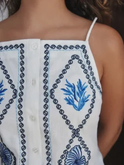 Wit - Embroidered Mini Shift Dress With Linen*Next