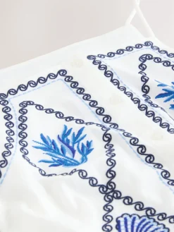 Wit - Embroidered Mini Shift Dress With Linen*Next