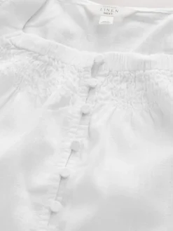 - Flutter Sleeve Button Front Top h Linen*Next New