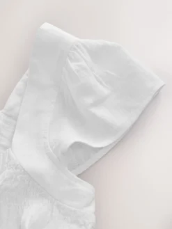 - Flutter Sleeve Button Front Top h Linen*Next New