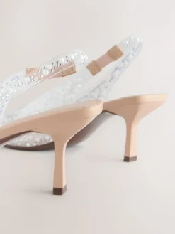 - Forever Comfort® puntige slingback-hakken met vinyl en sierstenen*Next New