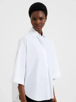 - Rhodes Sust poplin popover-blouse met korte mouwen van 100% katoen*French Connection Best