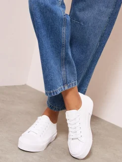 - Canvas Flatform Lace Up Casual Low Top Trainers*Friends Like These New