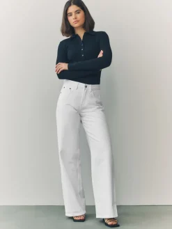 Wit - Jeans met wijde pijpen*Next Outlet