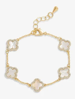 Wit - klaverarmband met zwarte emaille*Jon Richard