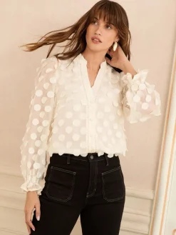 - 3D blouse met lange mouwen en stippen*Love & Roses Online