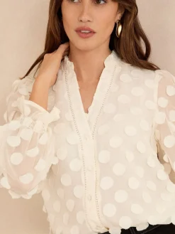 - 3D blouse met lange mouwen en stippen*Love & Roses Online