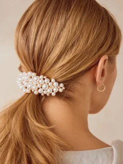 Wit - Metalen barretteclip met pareleffect*Next Discount