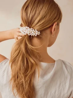 Wit - Metalen barretteclip met pareleffect*Next Discount