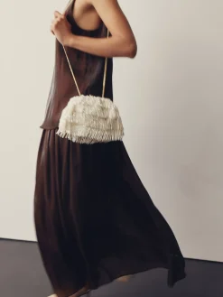 Wit - Pearl Effect Embellished Fringe Clutch Bag*Next Hot