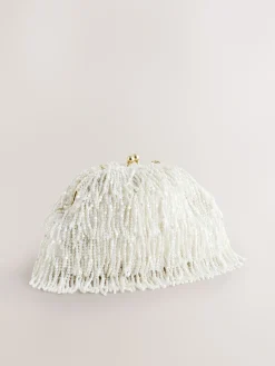 Wit - Pearl Effect Embellished Fringe Clutch Bag*Next Hot