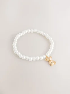 Wit - Pearl Effect Stretch Teddy Bracelet*Next New