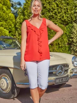 Wit - - Knielange stretchshort*Roman Clearance