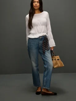 - Shirred Long Sleeve Crew Neck Top*Next Sale