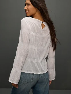 - Shirred Long Sleeve Crew Neck Top*Next Sale
