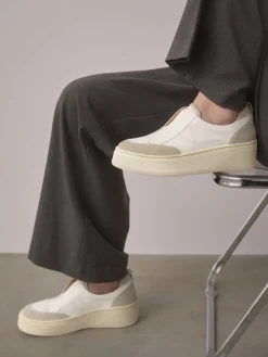 Wit - Signature leren instapsneakers met dikke zool en plateauzool*Next Best