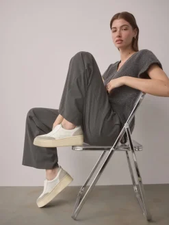 Wit - Signature leren instapsneakers met dikke zool en plateauzool*Next Best