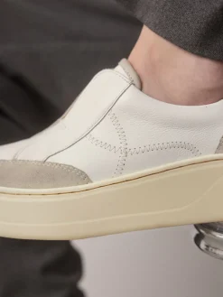 Wit - Signature leren instapsneakers met dikke zool en plateauzool*Next Best