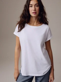 Wit - T-shirt met kapmouwtjes*Next Outlet