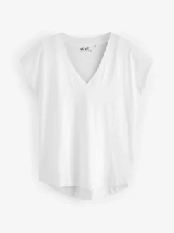 Wit - T-shirt met V-hals en kapmouwtjes*Next Discount