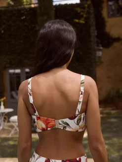 Wit en Rood Bloemen - Bandeaubikinitop met beugel*Next Clearance