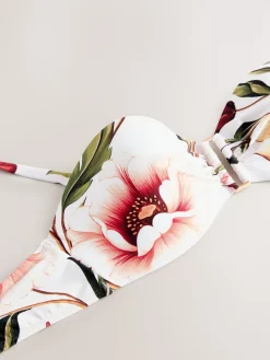 Wit en Rood Bloemen - Bandeaubikinitop met beugel*Next Clearance