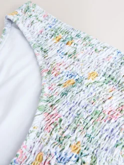 Wit gebloemd - Gerimpelde bikinislip met hoge taille*Next Hot