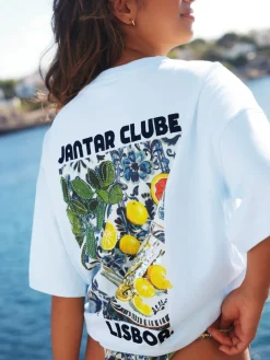 Wit/blauw - T-shirt met strandprint en grafische print*Next Clearance